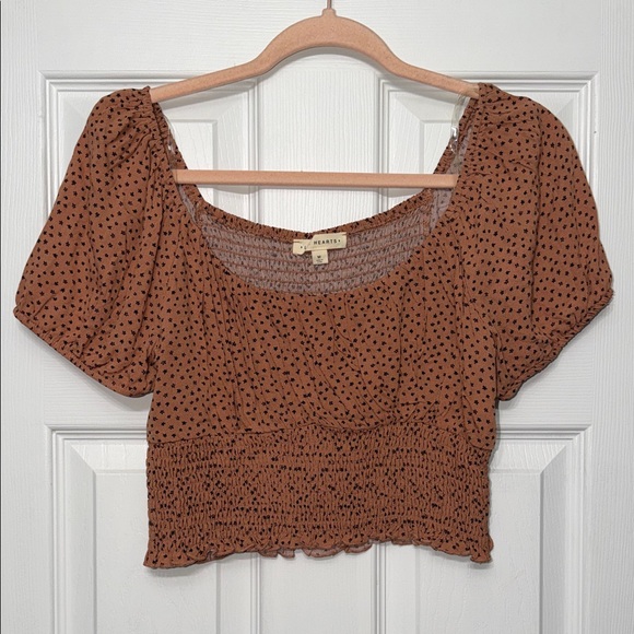 La Hearts Tops - La Hearts Brown Floral Print Crop Top